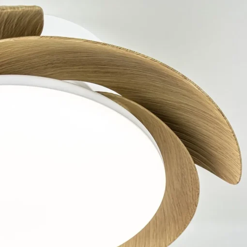 Moderne LED plafondventilator wit met houten bladen