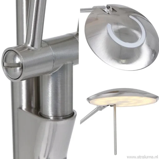 Moderne LED uplighter met leeslamp geborsteld staal
