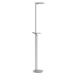 Moderne LED uplighter staal met helder glas en leesarm