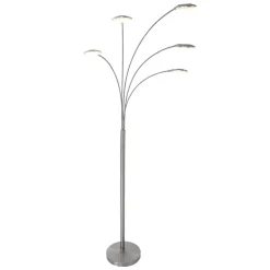 Moderne LED vloerlamp 5-lichts geborsteld staal dimbaar