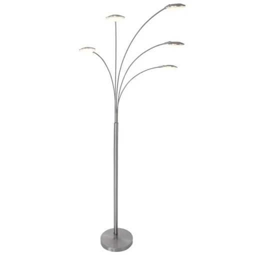 Moderne LED vloerlamp 5-lichts geborsteld staal dimbaar