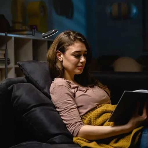 Moderne LED vloerlamp op accu zwart dimbaar