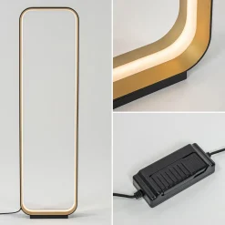 Moderne LED vloerlamp zwart/goud dim to warm