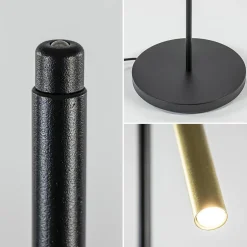 Moderne LED vloerlamp zwart met gouden spot