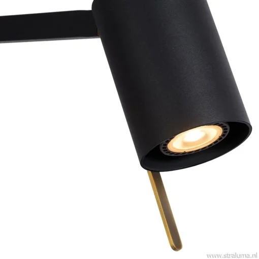 Moderne lees/vloerlamp mat zwart met brons