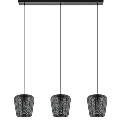 Moderne 3-lichts eettafelhanglamp Adeta mat zwart