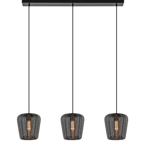 Moderne 3-lichts eettafelhanglamp Adeta mat zwart