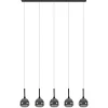Moderne 5-lichts eettafelhanglamp zwart met dubbel glas