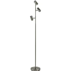 Moderne 3-lichts vloerlamp nikkel met 3-standen dimbaar LED