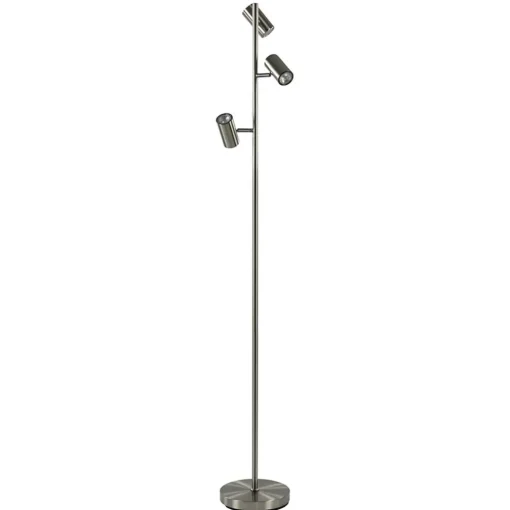 Moderne 3-lichts vloerlamp nikkel met 3-standen dimbaar LED