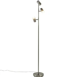 Moderne 3-lichts vloerlamp nikkel met 3-standen dimbaar LED