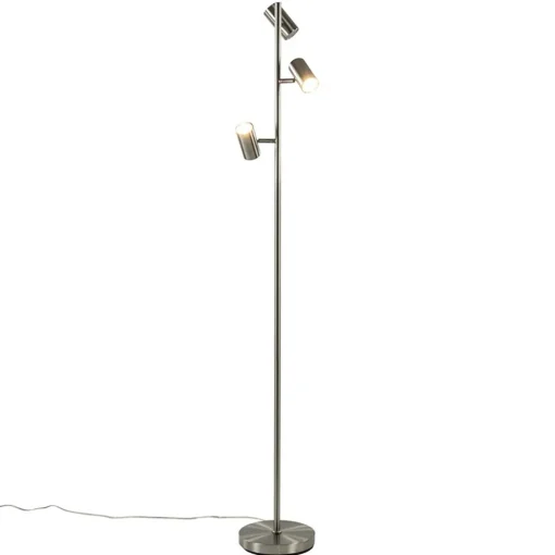 Moderne 3-lichts vloerlamp nikkel met 3-standen dimbaar LED