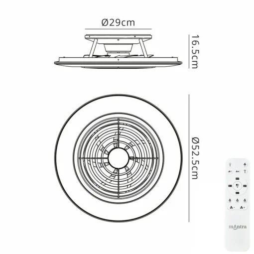 Moderne plafondventilator inclusief dimbaar LED klein
