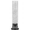 Moderne tafellamp cilinder helder glas met zwart en zilver
