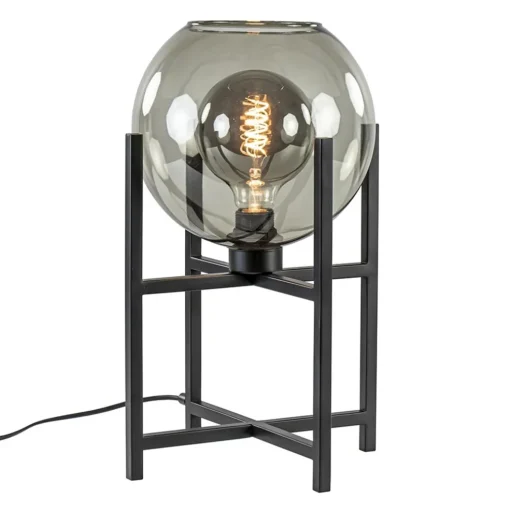 Moderne tafellamp frame met smoke glazen bol