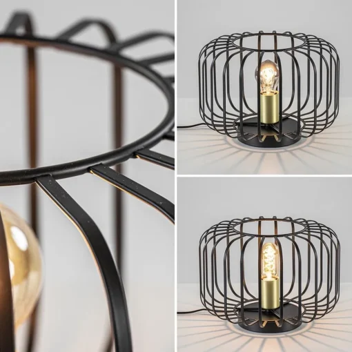 Moderne tafellamp zwart met brons