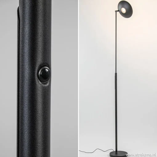 Moderne uplighter zwart met dimbaar LED