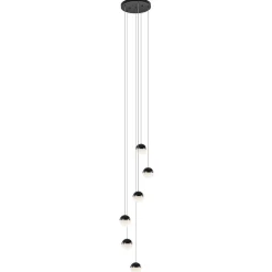 Moderne videlamp zwart met dimbaar LED 6-lichts