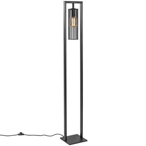 Moderne vloerlamp mat zwart metaal