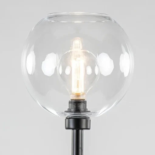 Moderne vloerlamp zwart met helder glazen kap