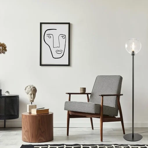 Moderne vloerlamp zwart met helder glazen kap