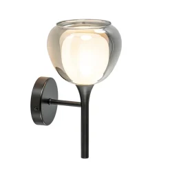 Moderne wandlamp zwart met smoke glas