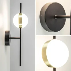 Moderne wandlamp zwart met witte bol incl LED
