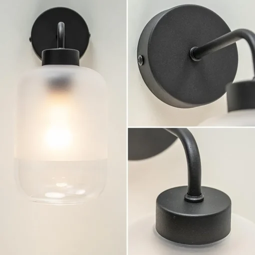 Moderne wandlamp zwart met helder/mat glas