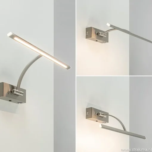 Nikkel LED wandlamp voor boven schilderij