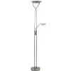 Nikkel vloerlamp met LED uplighter en leeslamp
