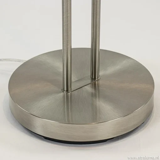 Nikkel vloerlamp met LED uplighter en leeslamp