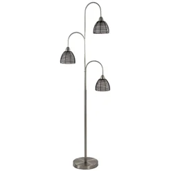 Nikkel vloerlamp met zwarte draad kapjes