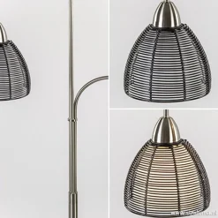 Nikkel vloerlamp met zwarte draad kapjes