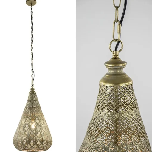 Oosterse hanglamp kegel goud groot
