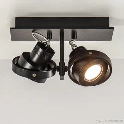 Opbouwspot balk zwart 2-lichts gu10 incl