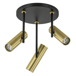 Opbouwspot 3-lichts cilinder zwart/brass