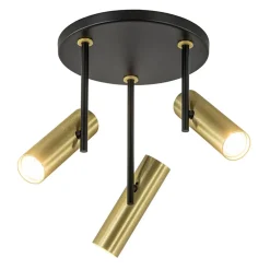 Opbouwspot 3-lichts cilinder zwart/brass