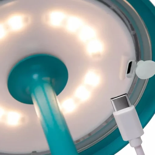 Oplaadbare LED buitenlamp op batterij turquoise