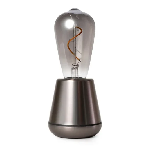 Oplaadbare tafellamp titanium met smoke lichtbron