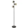 Oud zilveren vloerlamp met amber glas
