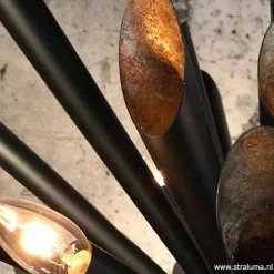 Ovale design hanglamp zwart metaal