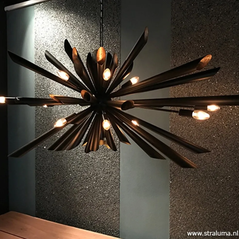 Ovale design hanglamp zwart metaal