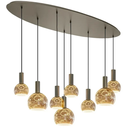 Ovale hanglamp platinum exclusief E27 lichtbronnen