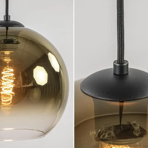 Ovale 5-lichts hanglamp met glazen bollen gold gradient
