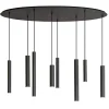 Ovale 8-lichts hanglamp tubes zwart metaal