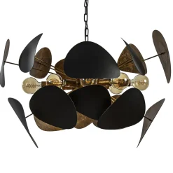 Ovale videlamp textured black met ambachtelijk brons