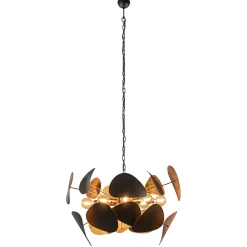 Ovale videlamp textured black met ambachtelijk brons