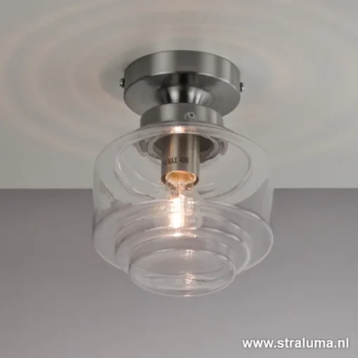 Plafondlamp Art Deco klein helder glas