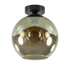 Plafondlamp Bella zwart+smoke glas 25cm