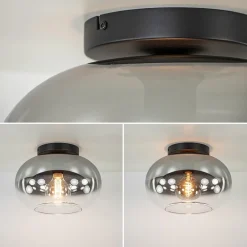 Plafondlamp Bellini zwart/smoke gradient glas